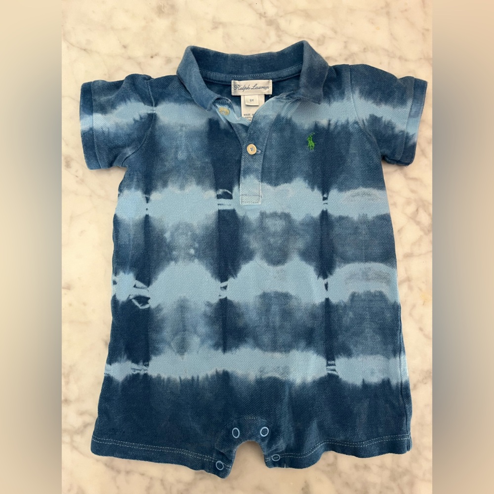 Ralph Lauren Kids Blue Tie-Dye Bodysuit